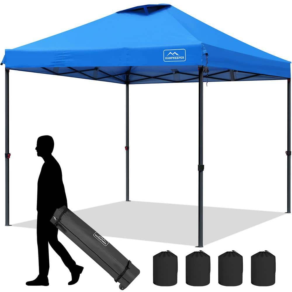 10 ft. x 10 ft. Sky Blue Waterproof Pop-Up Canopy Tent with 3