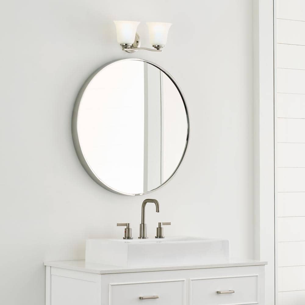 Brushed Nickel 2-Light Wall Sconce with Satin Etched Glass