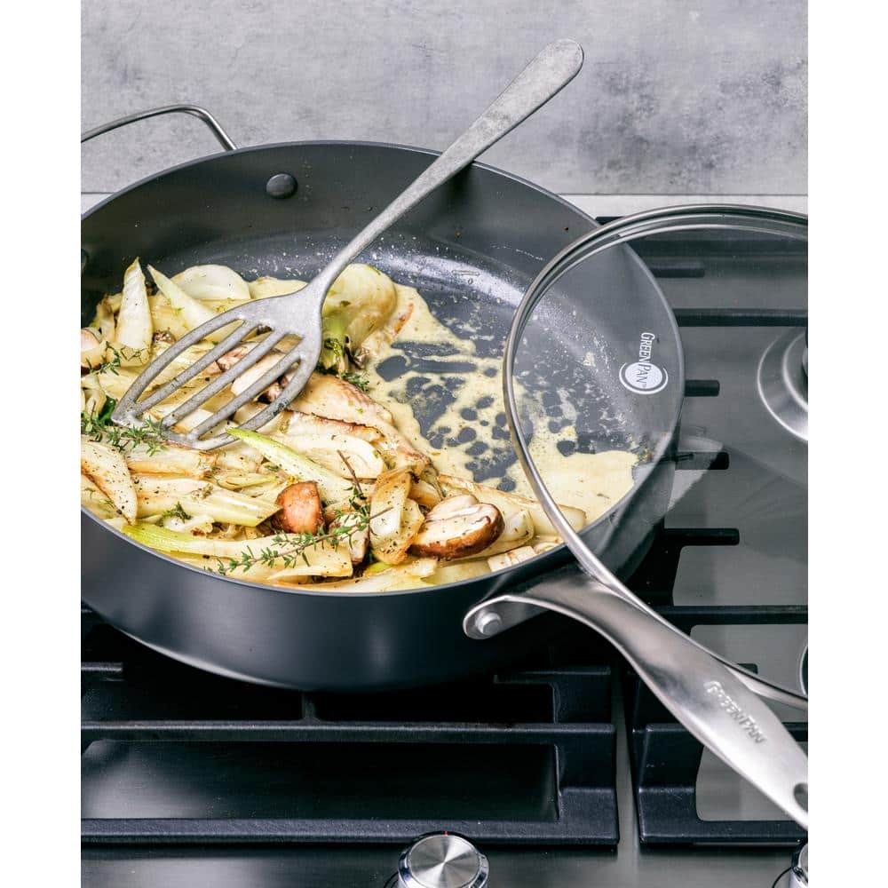 Black Aluminum 5QT Nonstick Saute Pan with Lid