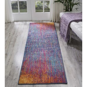 Passion Multicolor 2 ft. x 8 ft. Abstract Geometric Contemporary Kitchen Runner Area Rug