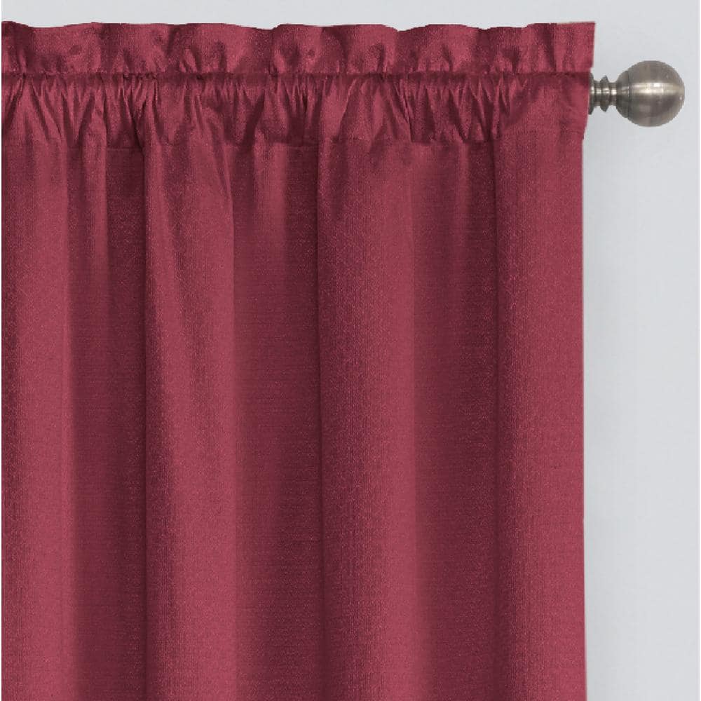 Burgundy Polyester Blackout Rod Pocket Curtain Panel