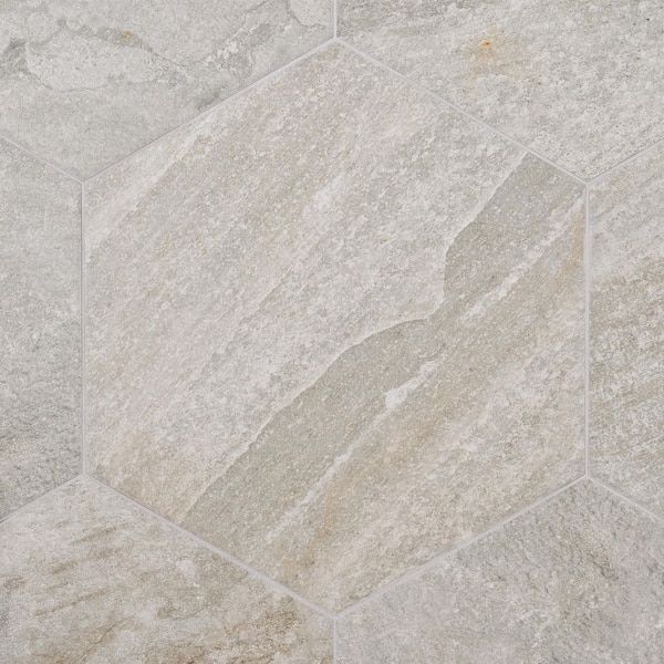 Stonewell Smoke White 19.08 in. x 22.04 in. Hexagon Matte Porcelain Floor and Wall Tile (12.91 sq. ft./ Case)