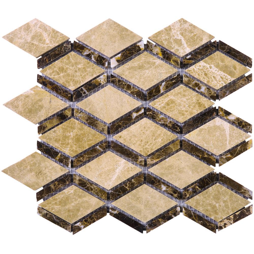 Emperador Brown 9.65 in. x 10.63 Geometric Polished Marble Mosaic Tile Sample price history on PriceWatchPro