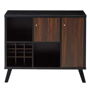 Black and Brown Wooden Buffet with Angled Legs