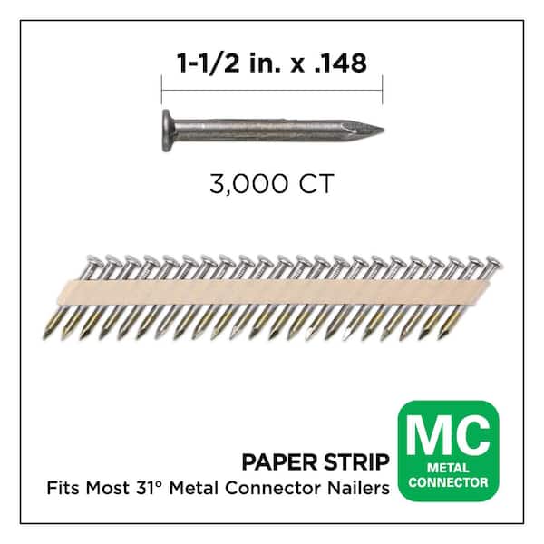 1-1/2 in. x 0.148 33-Degree Bright Finish Smooth Shank Paper Tape Joist Hanger Nails (3000 -Per Box)