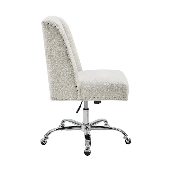 Linon Home Decor Barnes Cream Sherpa Upholstered 17 in. - 21 in. Adjustable Height Office Chair