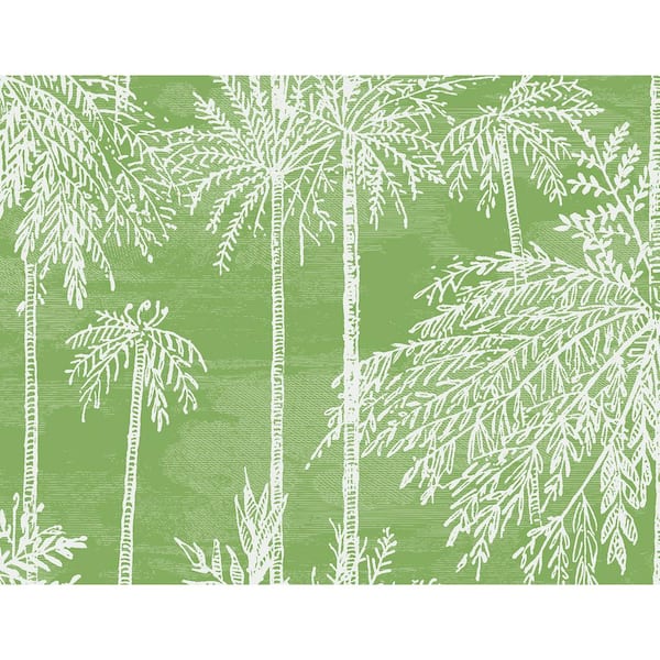 LILLIAN AUGUST 60.75 sq. ft. Coastal Haven Summer Fern Palm Grove Embossed Vinyl Unpasted Wallpaper Roll
