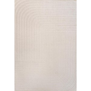 Odense High-Low Minimalist Angle Geometric Ivory/Cream 3 ft. x 5 ft. Indoor/Outdoor Area Rug