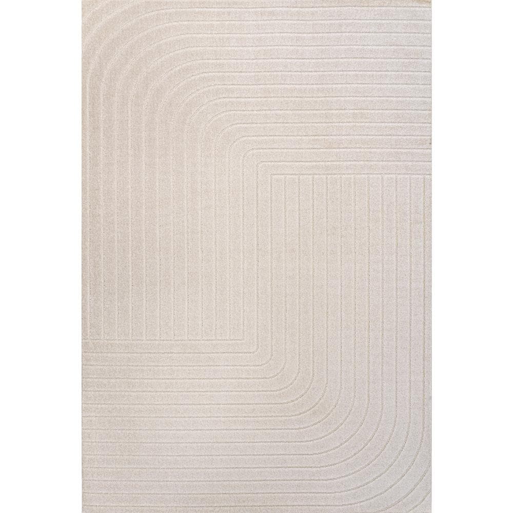 Odense Ivory Cream High-Low Geometric Indoor Outdoor Rug