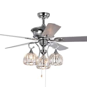 52 in. Indoor Mavyn Chrome Finish Pull Chain Ceiling Fan with Light Kit