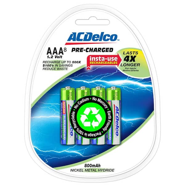 ACDelco 800 mAh Precharged Rechargeable NiMH AAA Battery (8-Pack)