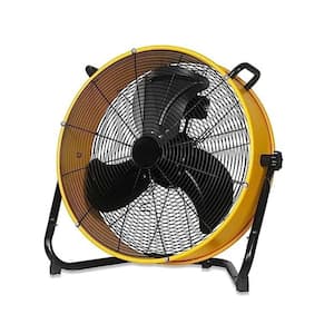 14 in. 3 Fan Speed High Velocity Floor Drum Fan in Yellow with 360-Degree Adjustable Tilting Powerful Airflow in Yellow