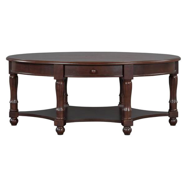 Harper & Bright Designs Walnut 45 in. Vintage Oval Wood Coffee