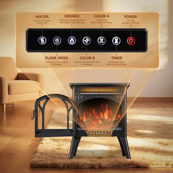 R.W.FLAME 16.34 in. Freestanding Metal Electric Fireplace with