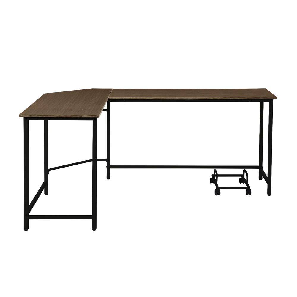 Executive Corner L-Shaped Desk with Drawer and USB Port in Black