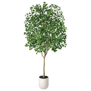 9 ft. Artificial Ficus Tree with White Planter, Large Faux Ficus Silk Tree for Indoor Home Decor and Housewarming Gift