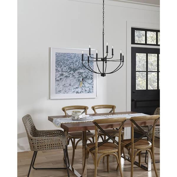 Leyden 9-Light Matte Black Farmhouse Chandelier Pendant Light