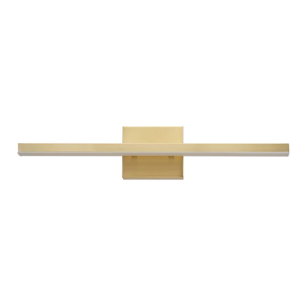 Jensen 24 in. 2-Light Matte Brass LED Integrated Vanity Light with Frosted 