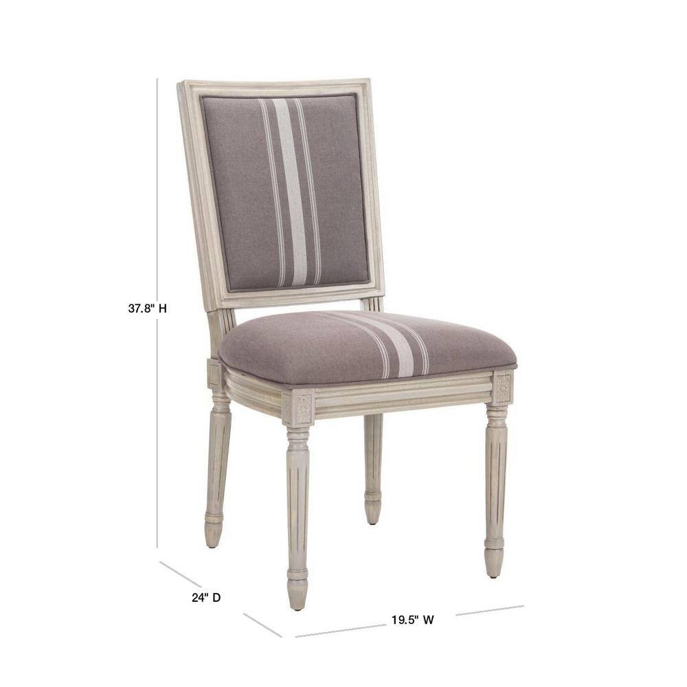Elegant Transitional Grey Linen Upholstered Side Chair Set