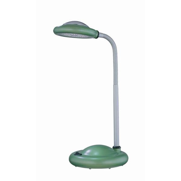 Illumine Designer Collection 16 in. Silver Desk Lamp with-Light Green Acrylic Shade