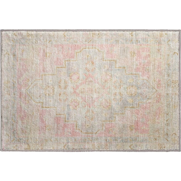 Mayfield Premium Machine Washable Abstract AMF1918 Pink 2 ft. x 3 ft. Accent Rug