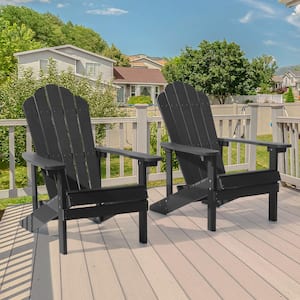 Weather Resistant Black Plastic Adirondack Chair (Set of 2)