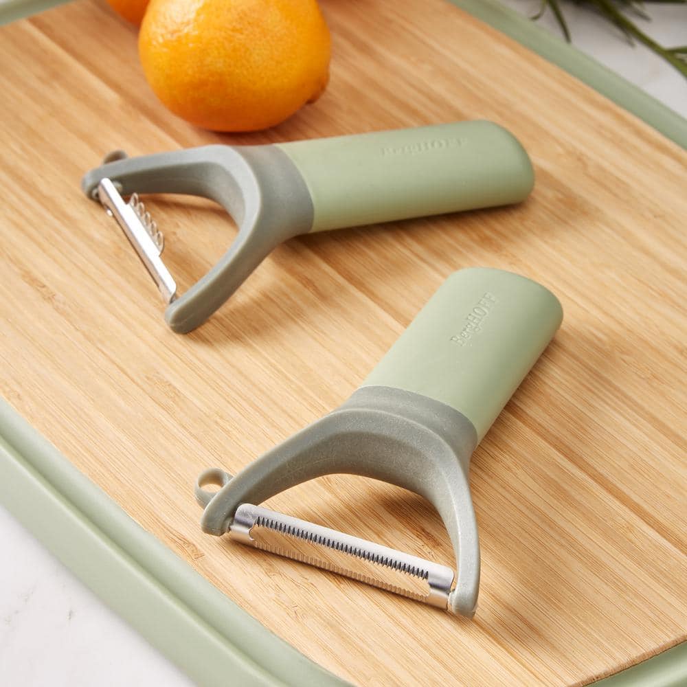 5" Green Stainless Steel Serrated Y-Peeler with Recycled Handle