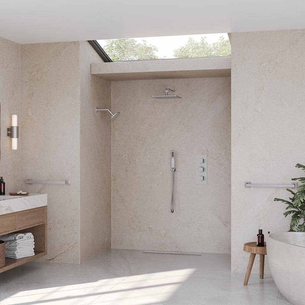 Nickel Dual Rainfall Shower System with Handheld Spray
