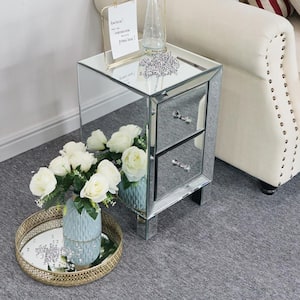 2-Drawer Sliver Mirrored Nightstand (19.6 in. H x 11.8 in. W x 11.8 in. D)