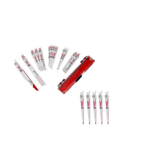Milwaukee SAWZALL Demo Nail-Embedded Wood & Metal Cutting BiMetal Recip Saw Blade Set (13 PC) w/ 5 additional Wood Cutting Blades