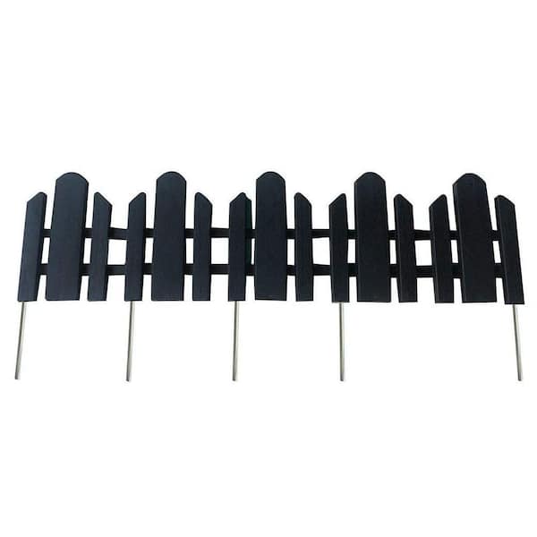 Abba Patio 23 in. x 6 in. Black Recycled Plastic Garden Fence AEGF01B