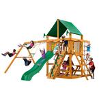 Chateau Wooden Swing Set with Green Vinyl Canopy and Picnic Table