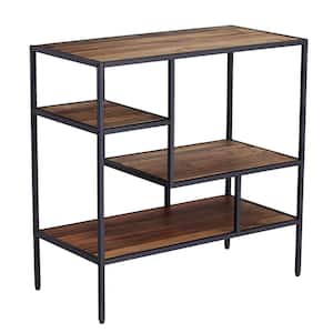 Rovelli 31.5 in Brown Wood 3-Shelf Asymmetrical Bookcase