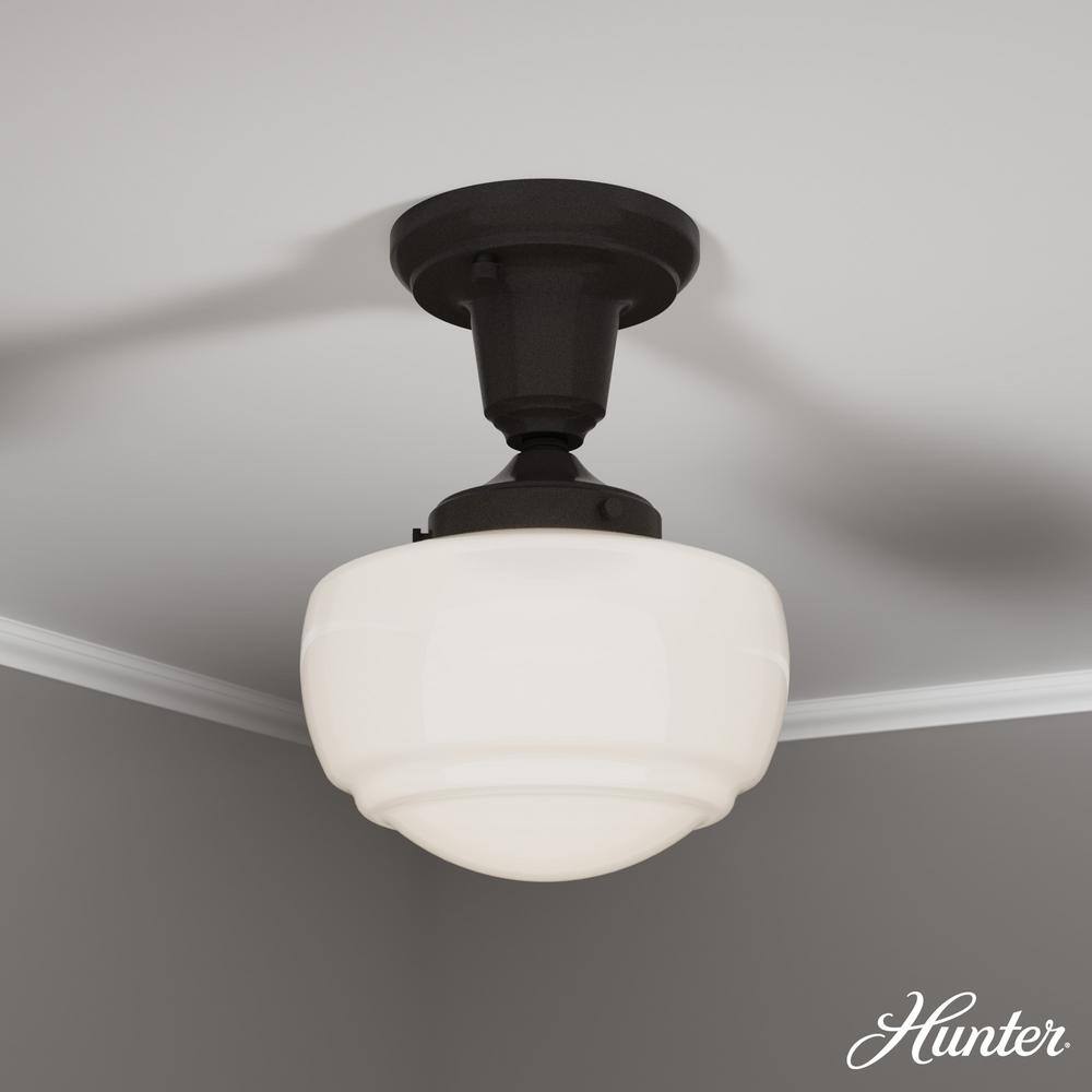 Saddle Creek Noble Bronze Mini Pendant with White Glass Shade