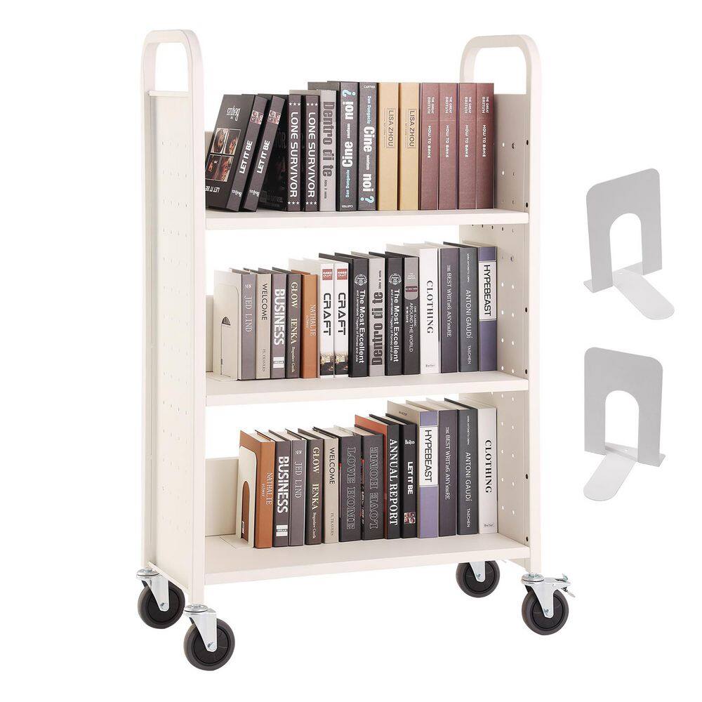 SKYSHALO Book Cart, 330 lbs. Library Cart, 31.1 in. x 15.2 in. x 49.2 ...