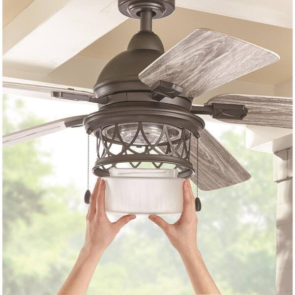 LED Indoor/Outdoor Natural Iron Ceiling Fan Home Decorators Artshire 52 in 