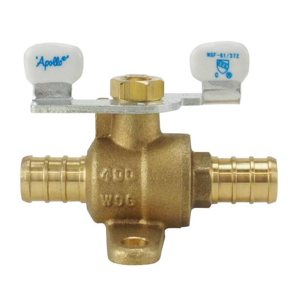 Apollo 1/2 in. Brass PEX Barb Ball Valve with Tee Handle and Mounting