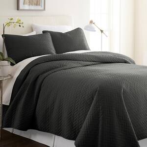Herring Gray Microfiber King Performance Quilted Coverlet Set