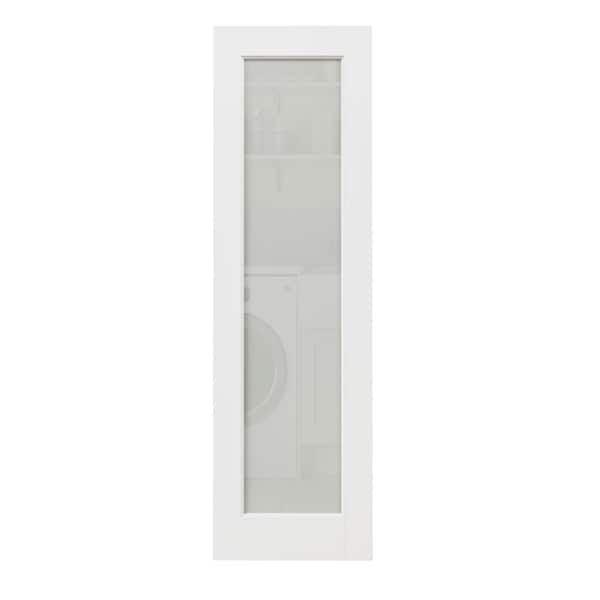 26 in. W. x 80 in. Solid Core MDF 1-Lite Tempered Frosted Glass and Manufacture Wood White Primed Interior Door Slab