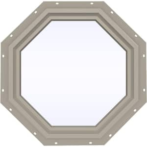 23.5 in. x 23.5 in. V-4500 Series Desert Sand Vinyl Fixed Octagon Geometric Window w/ Low-E 366 Glass