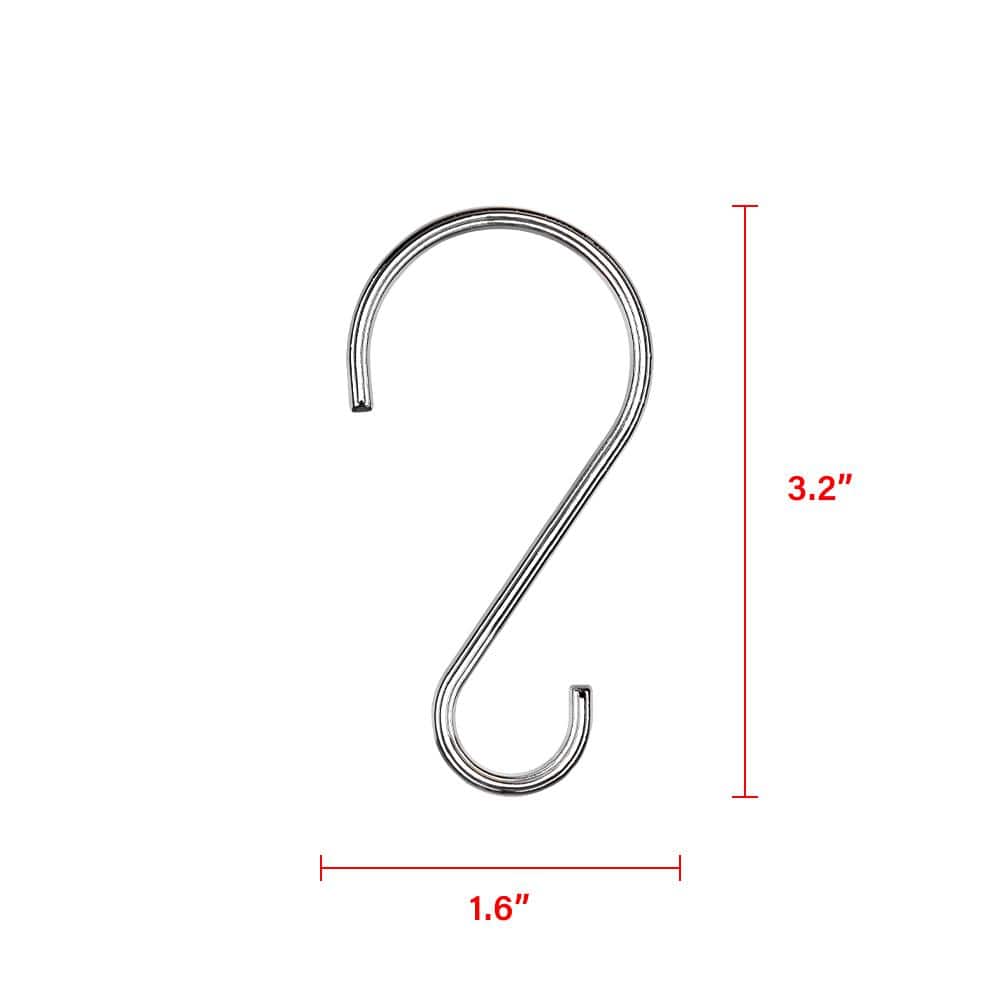Polished Chrome Rust-Proof Shower Curtain Hooks Set of 12