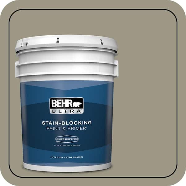 BEHR ULTRA 5 gal. #PPU8-20 Dusty Olive Extra Durable Satin Enamel Interior Paint & Primer