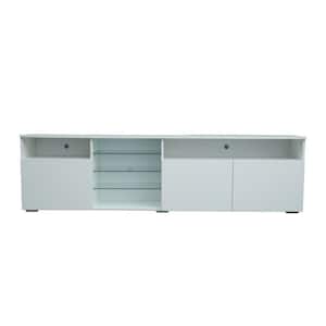 Drein 78 in. White TV Stand with Cabinet, Storage shelfs Fits TV's up to 90 in.