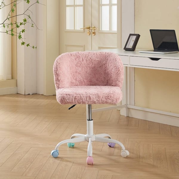 HOMCOM Rainbow color Faux Fur Unicorn Office Chair with Mid-Back