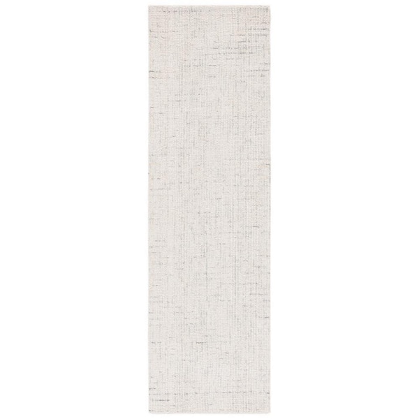 Abstract 2 ft. x 18 ft. Ivory/Light Gray Speckled Runner Rug