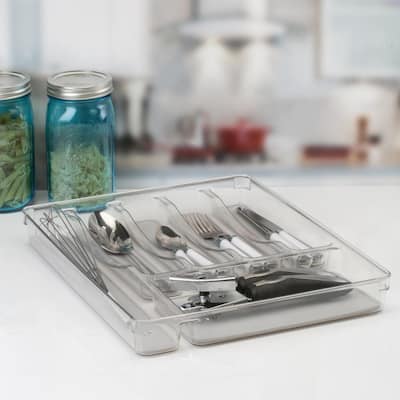 Lavish Home M050024 Silverware Drawer Organizer with Six Sections & Nonslip Tray