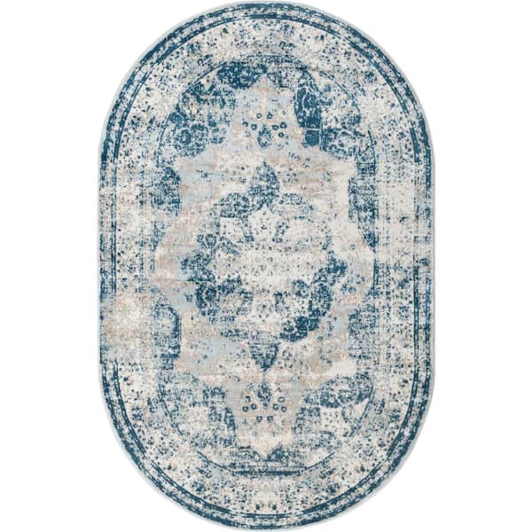 Unique Loom Sofia Salle Garnier Blue 5 ft. x 8 ft. Area Rug