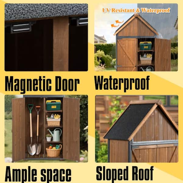 2.7 ft. W x 1.8 ft. D Cabinet with Metal Frame Structure, Garden Tool Sheds in Brown (4 sq. ft. )