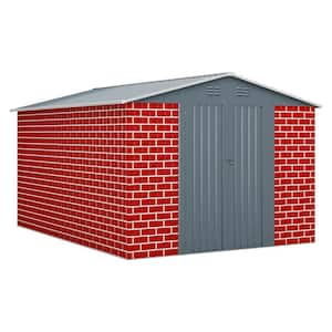 8 ft. W x 12 ft. D Red Galvanized Steel Frame Metal Shed With Double Door (96 sq. ft. )