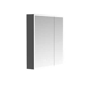 30 in. x 32 in. Rectangular Black Aluminum Recessed/Surface Mount Frameless Bathroom Medicine Cabinet with Mirror